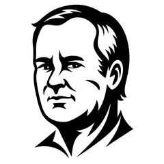 Monochromatic vector art portrait of a mature man with receding hairline
