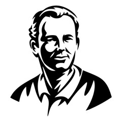 Elegant monochrome portrait of a thoughtful man in graphic black and white