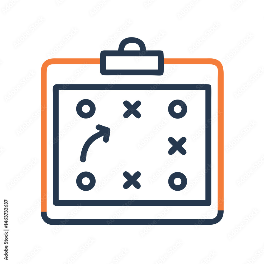 Aufkleber strategy board icon representing tactical planning and goal-oriented decision making