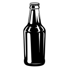 Monochrome illustration of a generic beer bottle isolated on a white background