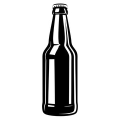 Monochrome image featuring a stylized depiction of a beer bottle with clean lines