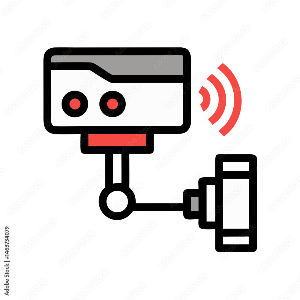 Poster surveillance camera icon representing border monitoring and security surveillance