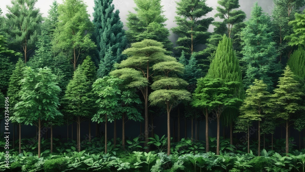 Poster high-res forest scene with clipping path for simple selection in landscape images