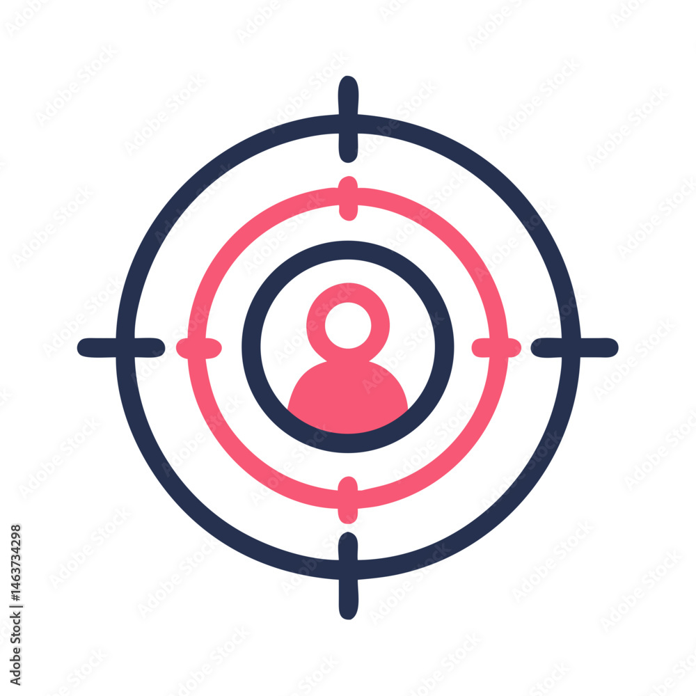 Aufkleber target with user icon representing audience targeting and marketing strategy