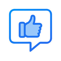 Fototapeta premium Thumbs Up in Chat Bubble Icon Representing Social Media Feedback and Approval