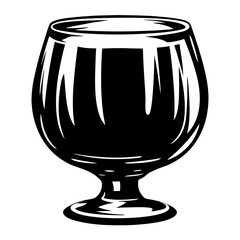Elegant brandy snifter depicted in a black and white vector drawing