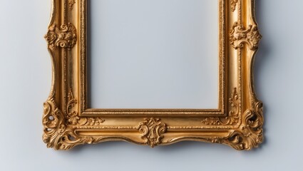 Old-fashioned ornate gold photo frame with vintage style object