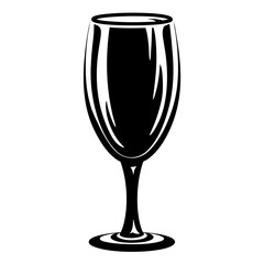 Elegant Black and White Wine Glass Graphic with Graceful Lines