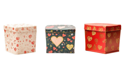 Valentines gift boxes isolated white background 