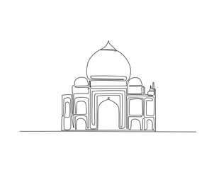 Mosque - Islamic building outline drawing illustration. one continuous line drawing of Mosque.
