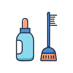 Obraz premium Toilet Cleaner and Brush Icon Representing Sanitary Tool and Bathroom Hygiene