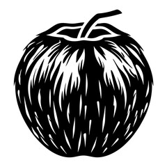 Abstract Black and White Apple Illustration with Unique Stylized Lines