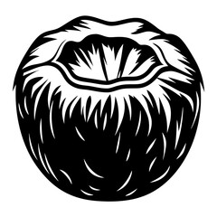 Stylized Coconut in Bold Black and White for TShirt Design