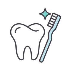 Obraz premium Tooth with Toothbrush Icon Representing Brushing Routine and Dental Hygiene