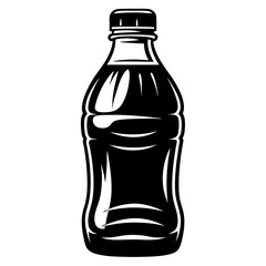 Monochrome Illustration of a Plastic Drink Bottle with Embossed Accents and Cap