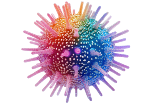 Isolated Abstract Colorful Virus with Spikes and Gradient