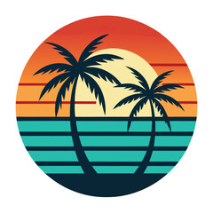 Tropical paradise beach with palm trees, sun, sea, and sand for a perfect summer vacation