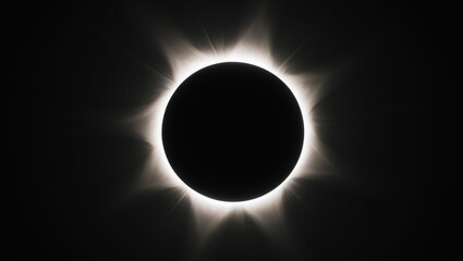 Total solar eclipse showcasing moon's full coverage of the Sun and the corona's brilliance.