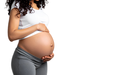 Pregnant woman's belly isolated on a transparent background PNG