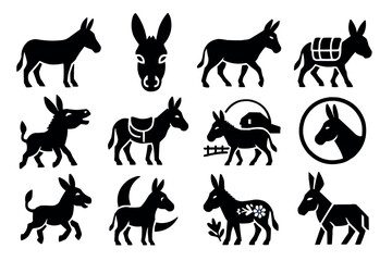 Donkey Silhouette Vector Icons Collection
