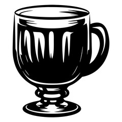 Elegant black and white illustration of an Irish coffee glass or mug