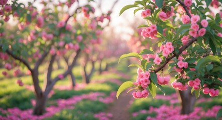 Fruit Orchard Branches during Spring