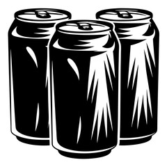 Three bold black and white soda cans with graphic highlights art