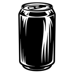 Monochrome artistic rendering of a beverage can suitable for graphic design