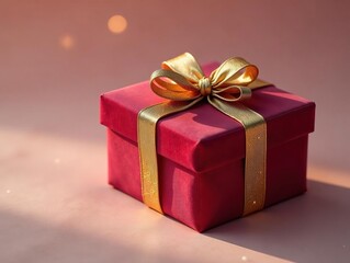 Fototapeta premium Intricate gold detailing on plush velvet gift; gentle light spills , detail, ribbon