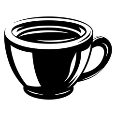 Simple black and white coffee cup illustration with no background fill
