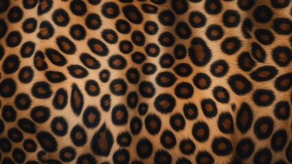 Obraz premium Spotted animal print featuring brown leopard fur pattern as backdrop