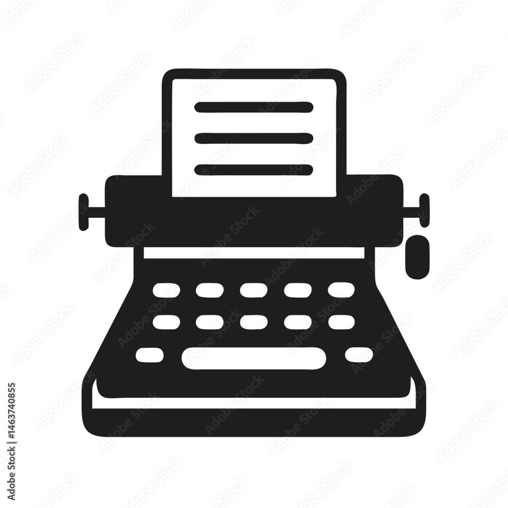 Poster typewriter icon representing legal documentation and writing tools