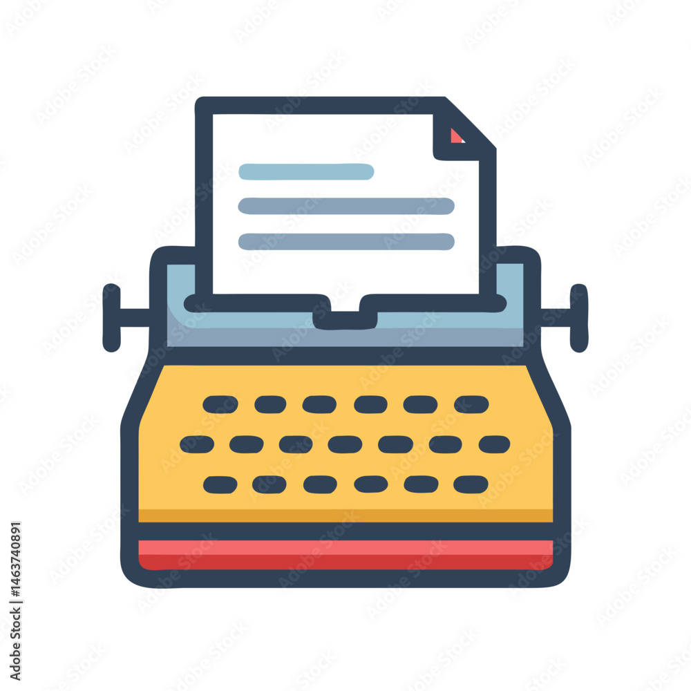 Poster typewriter icon representing legal documentation and writing tools