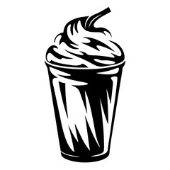 A bold graphic style black and white image of a frappe