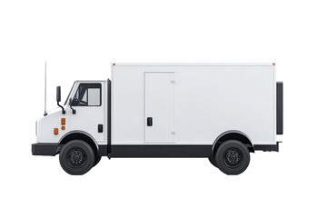 Isolated White Delivery Box Truck Side Profile
