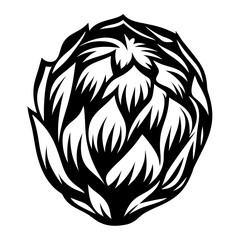 Striking Black and White Artichoke Design with Dynamic and Modern Aesthetic
