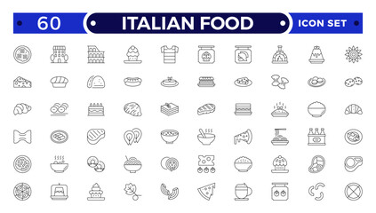 fast food outline icons. Fast food vector icon line set. Burger sandwich pizza hot dog cola coffee sweets.Italian Food icon.