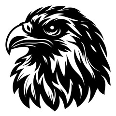 Intricate vector illustration of an eagle head in black and white
