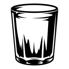 Monochromatic illustration of an empty shot glass, great for product placement
