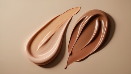 Nude-colored powder blush and cream concealer for makeup finish