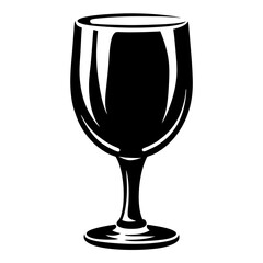 Black and White Graphic Image of a Wine Glass Standing Alone