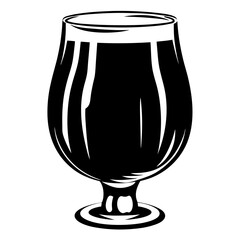 Stylized Black and White Image of a Beer Glass with Dark Liquid