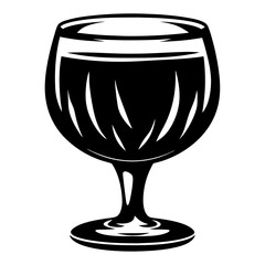 Elegant black and white wine glass illustration in a simple style