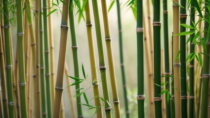 Obraz premium An array of bamboo plants demonstrating their characteristic growth styles