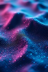 A close-up of biometric scan patterns in iridescent purple and teal