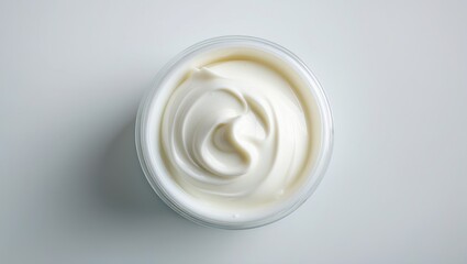 Closeup of creamy sour sauce and mayonnaise in a transparent dish