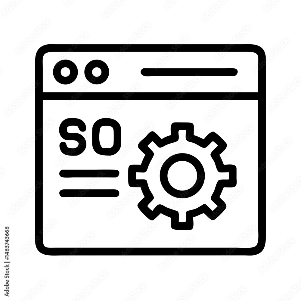Fototapete webpage with gear icon representing seo settings and optimization configuration
