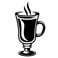 Elegant monochrome depiction of a hot beverage in a stemmed glass