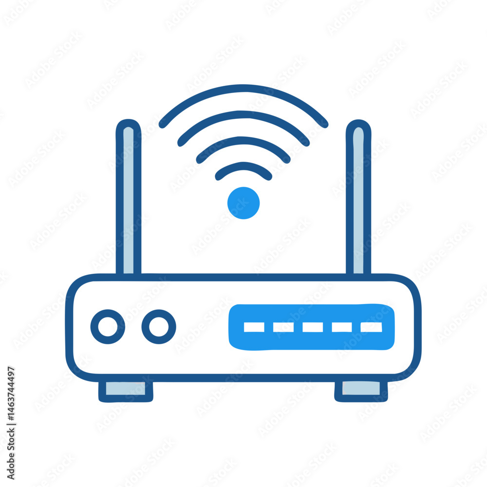 Poster Wireless Router Device Icon Representing Internet Signal and Network Connectivity