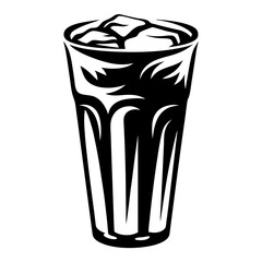 Stylized black and white image of a refreshing drink with ice cubes
